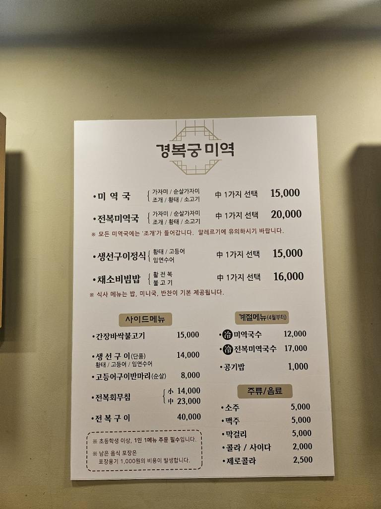 Traditional Menu